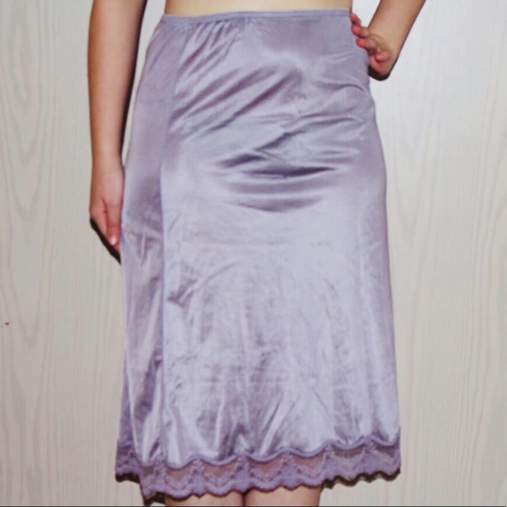 1960s Lavender Skirt Slip with Lace